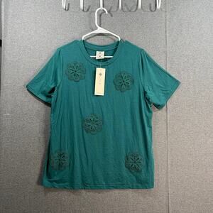 Laurie Felt Cotton Spandex Rayon Made from Bamboo Tee with Applia Emerald Medium